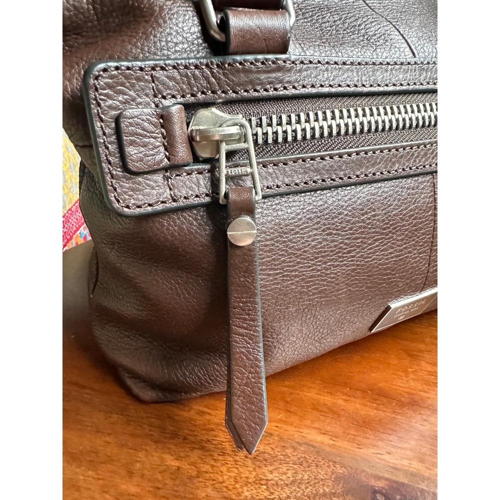 Fossil Dawson Brown Pebbled Leather Satchel Crossbody Bag - Picture 5 of 11